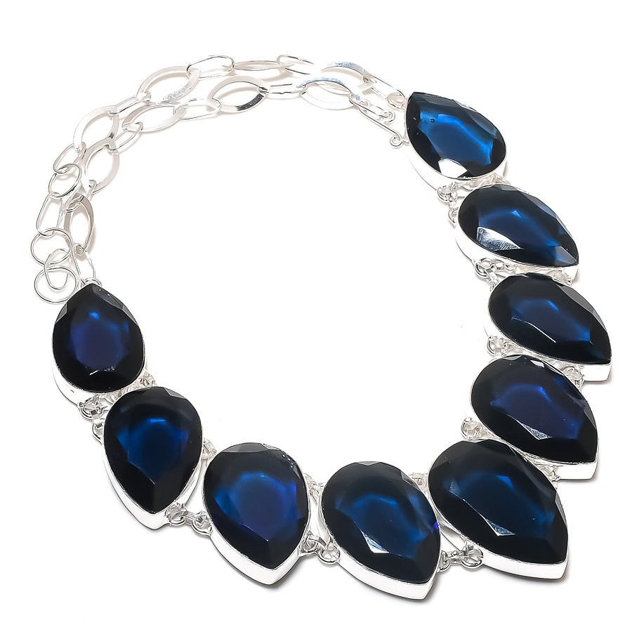 Iolite 925 Sterling Silver Pear Gemstone Handmade Jewelry Necklace 18″ AAB 1038