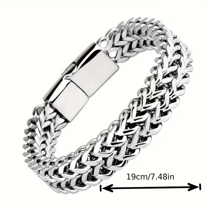 Premium Stainless Steel Mens Braided Chain Bracelet Stylish Square Links 9 IN US
