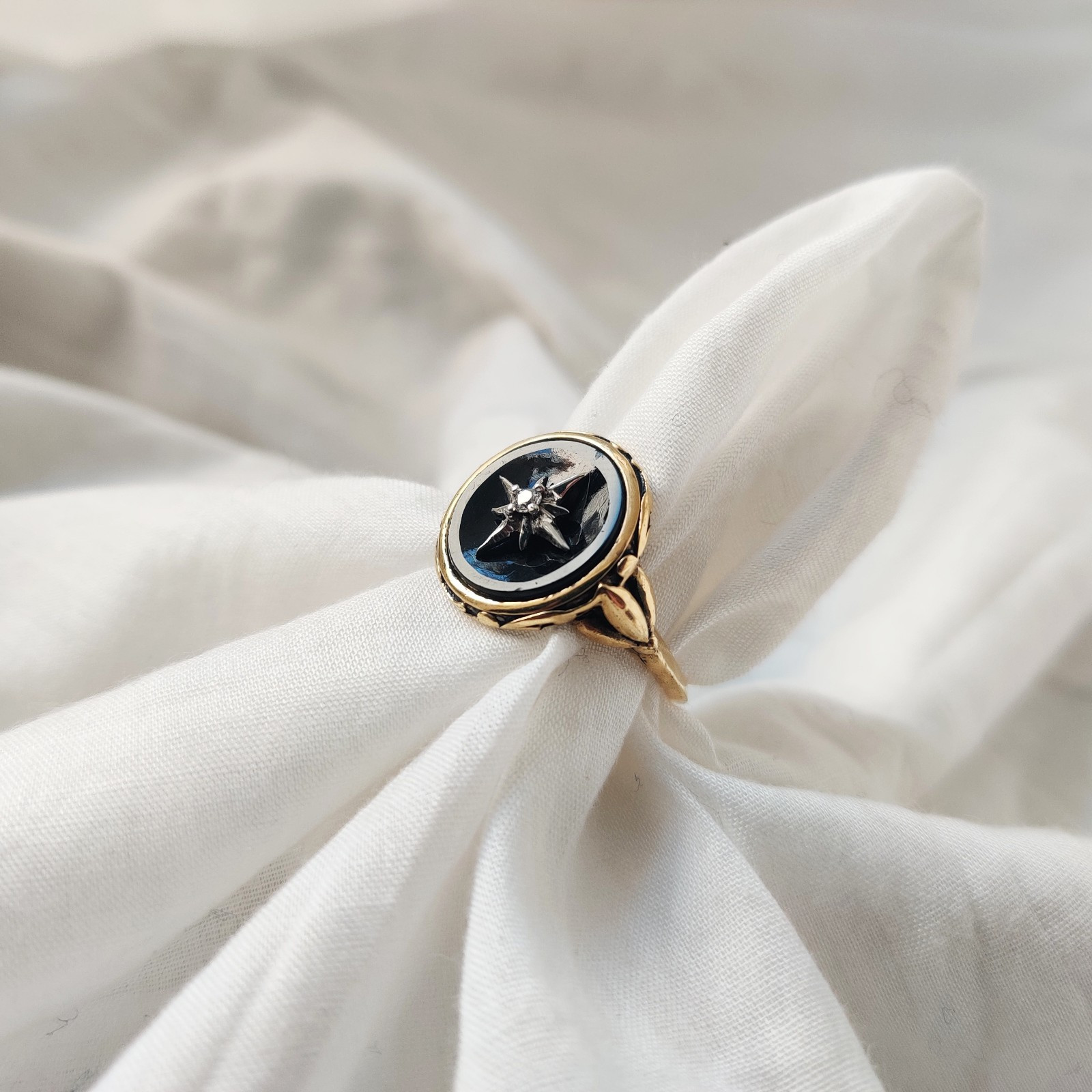 black onyx 925 starling silver ring Victorian, Vintage, Art And Deco ,size 7