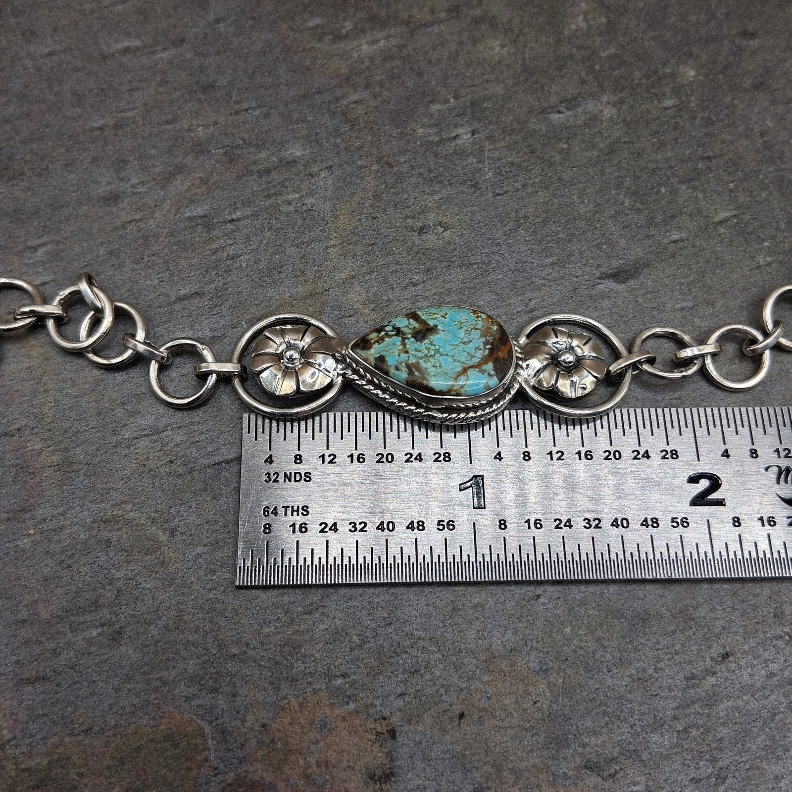 Number 8 Turquoise Sterling Silver Bracelet 11.7g Southwestern Navajo Style