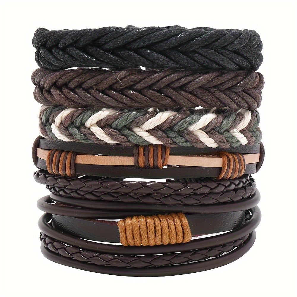 36Pcs Vintage Men Leather Braided Adjustable Bracelet Bulk Wholesale