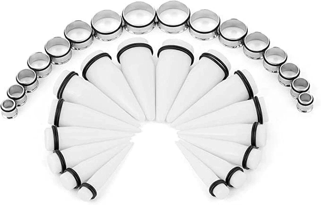 32Pcs 00G – 24mm Big Gauges Ear Stretching Kit Acrylic Tapers Surgical Steel …