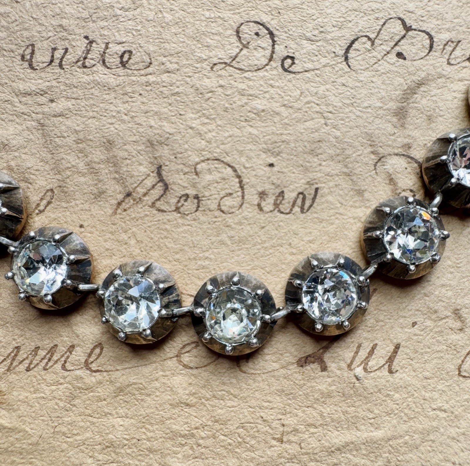 Antique Georgian Silver Paste Rivière Collar Necklace 15” Estate Rare Pre 1837