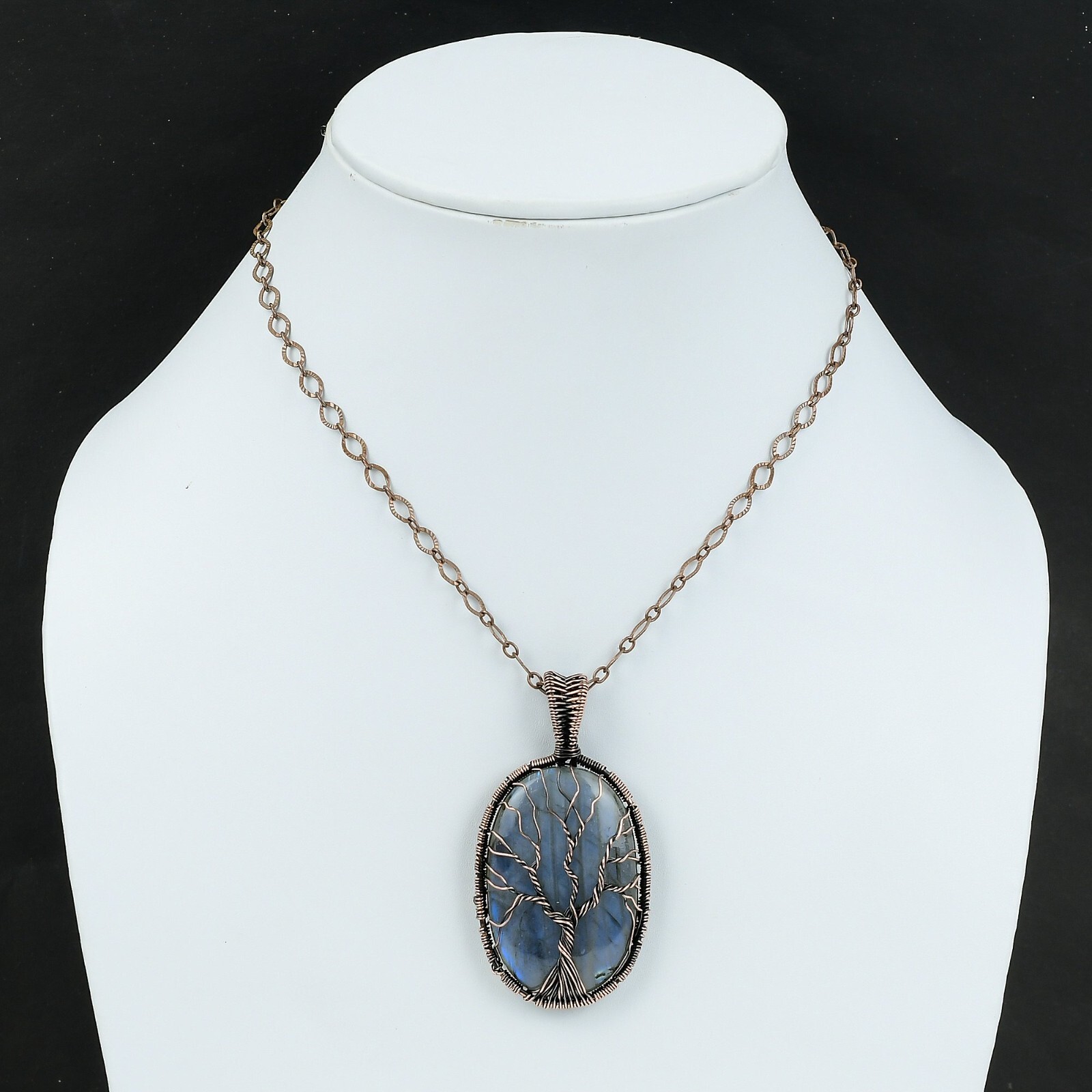 Labradorite Wire Wrapped Tree Of Life Handcrafted Copper Ethnic Gift 2.56″