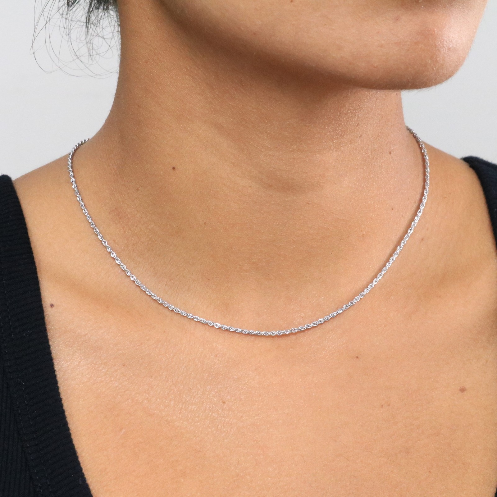 10K White Gold 1.5mm-7mm Diamond Cut Rope Chain Necklace Mens Womens 16″-30″