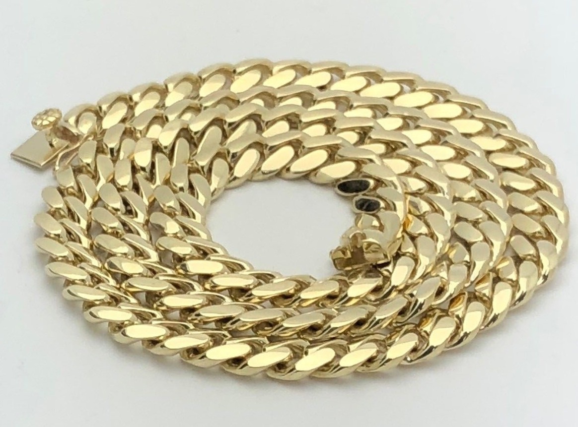 Men’s 10k Yellow Gold Solid Heavy Miami Cuban Link Chain Necklace 22″ 10mm 143g