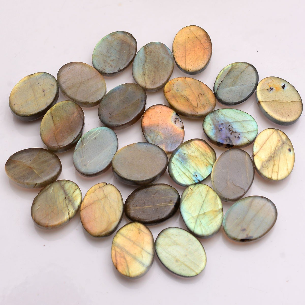 12 Pcs Natural Labradorite Flashy 16mmx12mm Oval Cabochon Loose Gemstones Lot