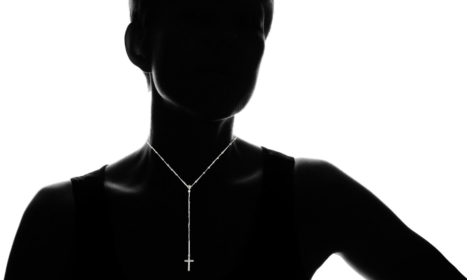 925 Sterling Silver Rosary Beaded Cross Necklace for Women, Girls – 3 colors
