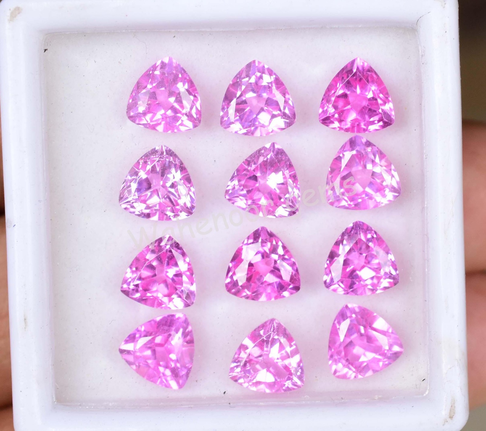 12 Pcs Natural Pink Mogok Ruby 6.90 MM Trillion Certified Loose Gemstone