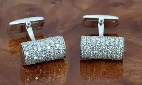 1.60Ct Round Cut Real Moissanite Men’s Wedding Cufflinks 14K White Gold Plated
