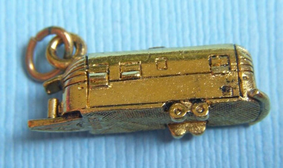 Vintage Kinney travel trailer RV gold tone charm