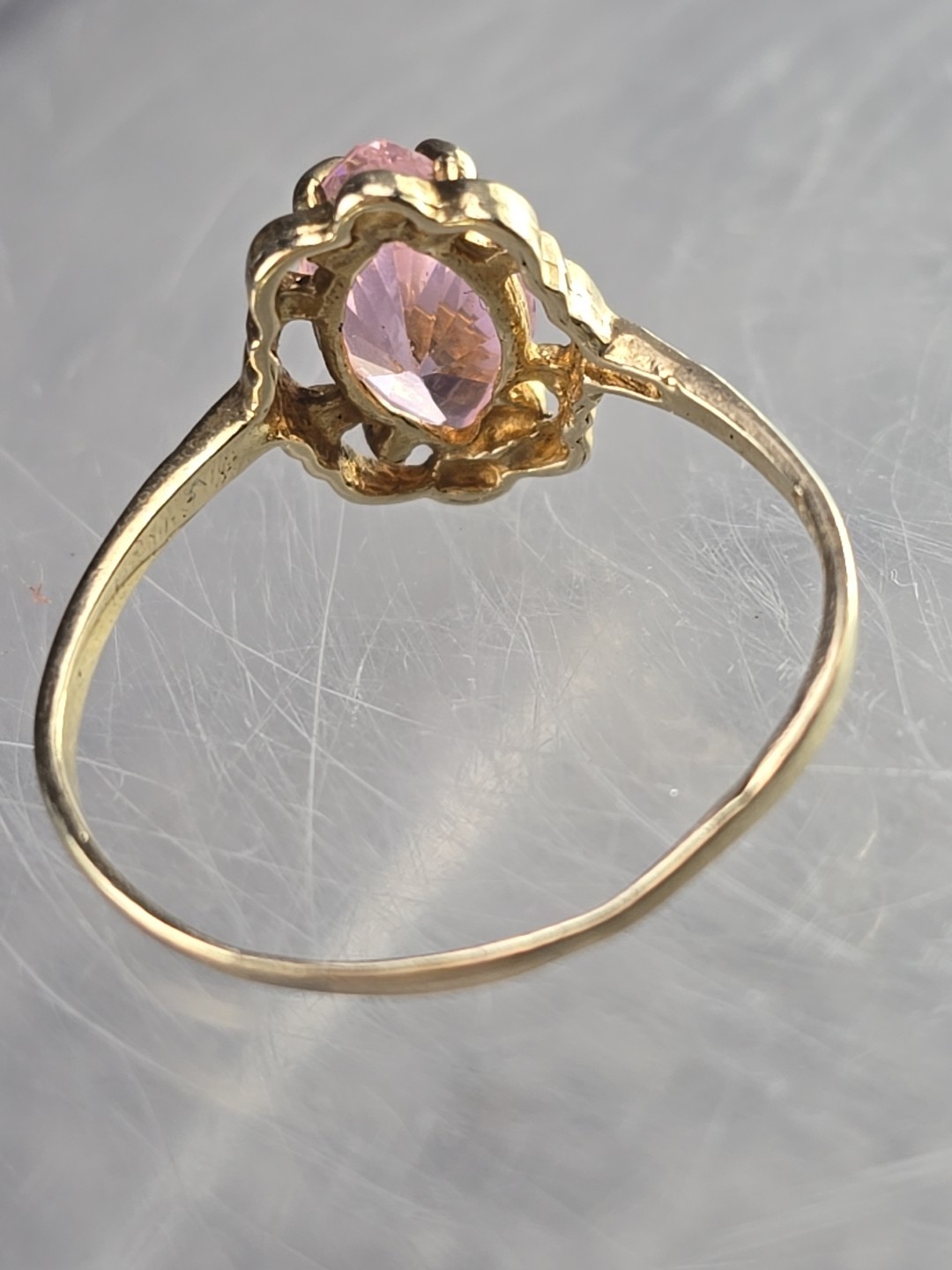 Pink Ice Marquise Solitaire Stamped 417m Size 8.5