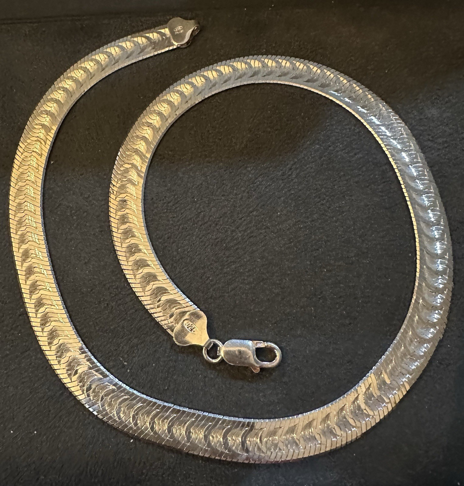 Milor 925 Sterling Silver 9.5mm wide Herringbone 18” Necklace Double Sided