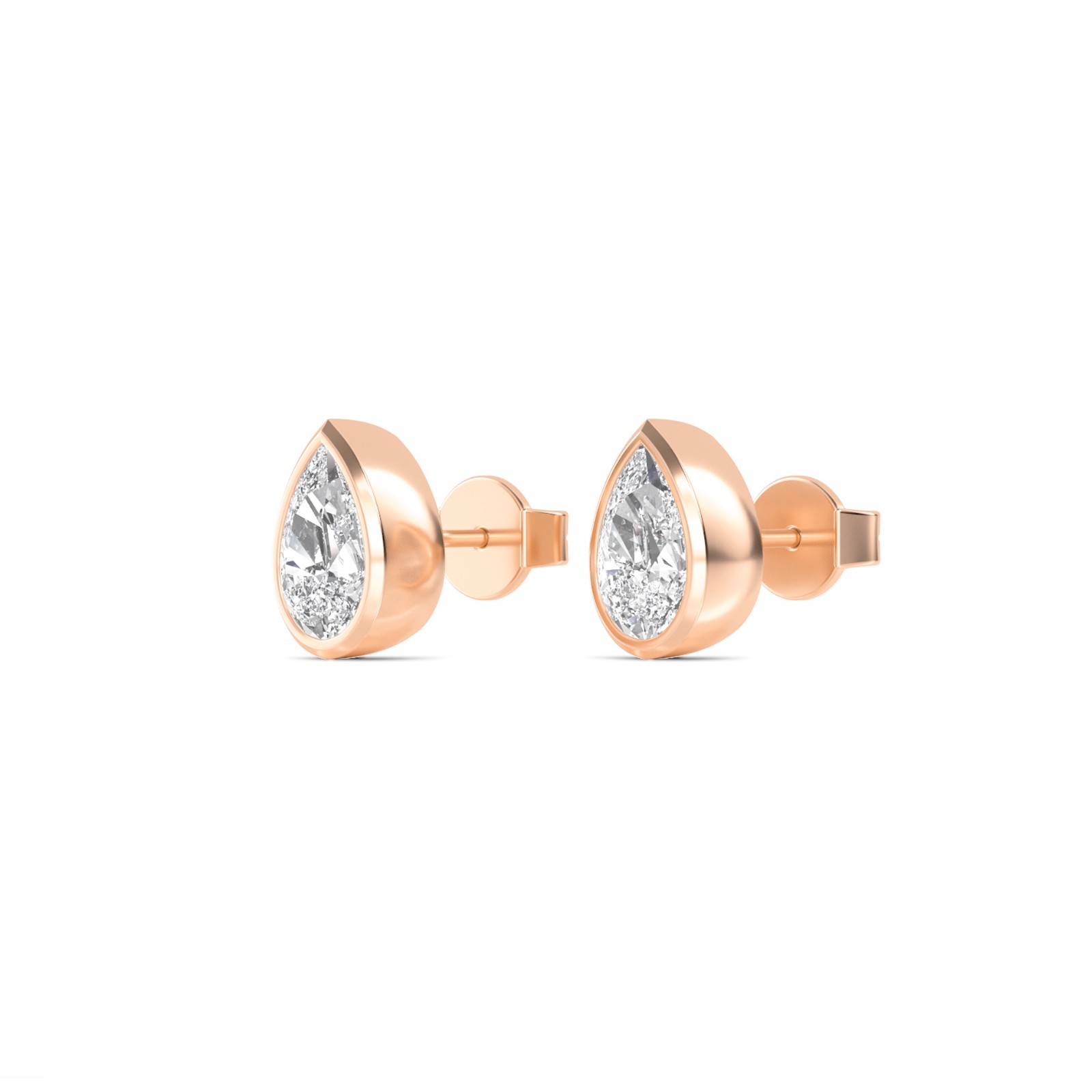 10k white gold pear lab grown diamond bezel teardrop stud earrings 0.50-1.00 Ctw