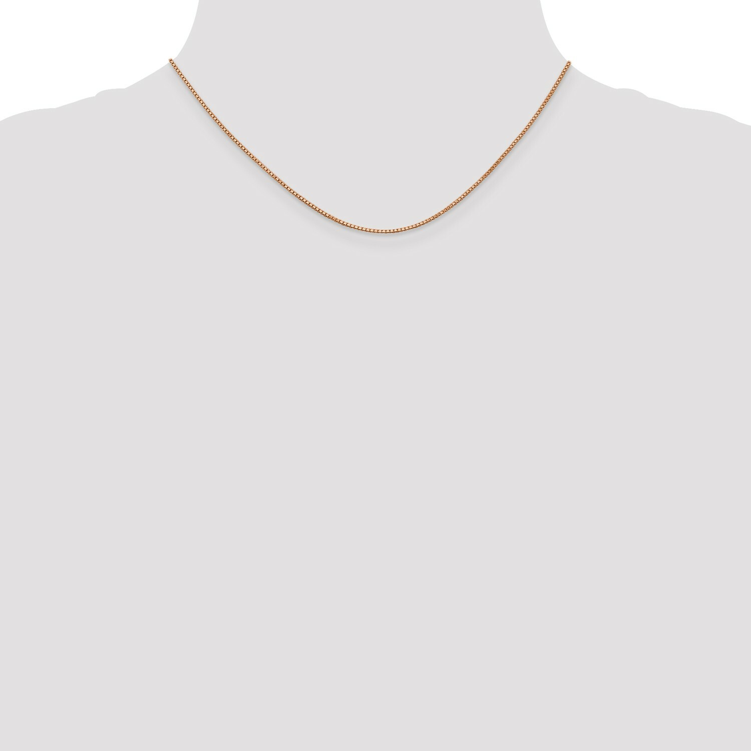 14k Rose Gold 1mm Solid Plain Box Link Chain w/ Lobster Clasp 16″ – 30″