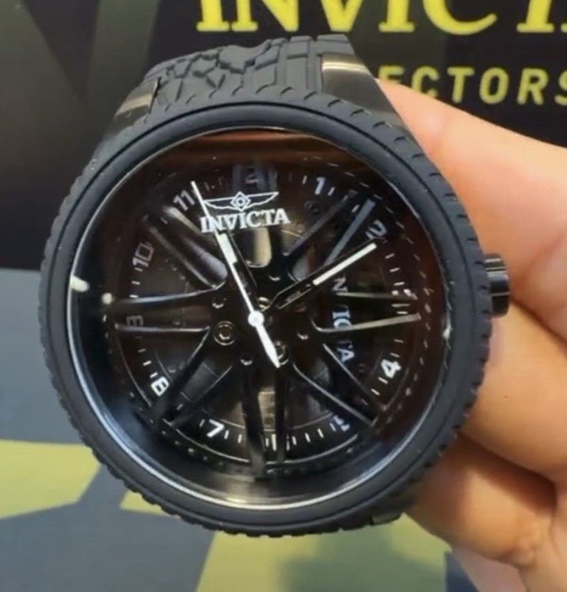 🔥NEW🔥Invicta Racing Rim Spinning Wheel Dial, Tire Tread Strap Mens Watch 50757