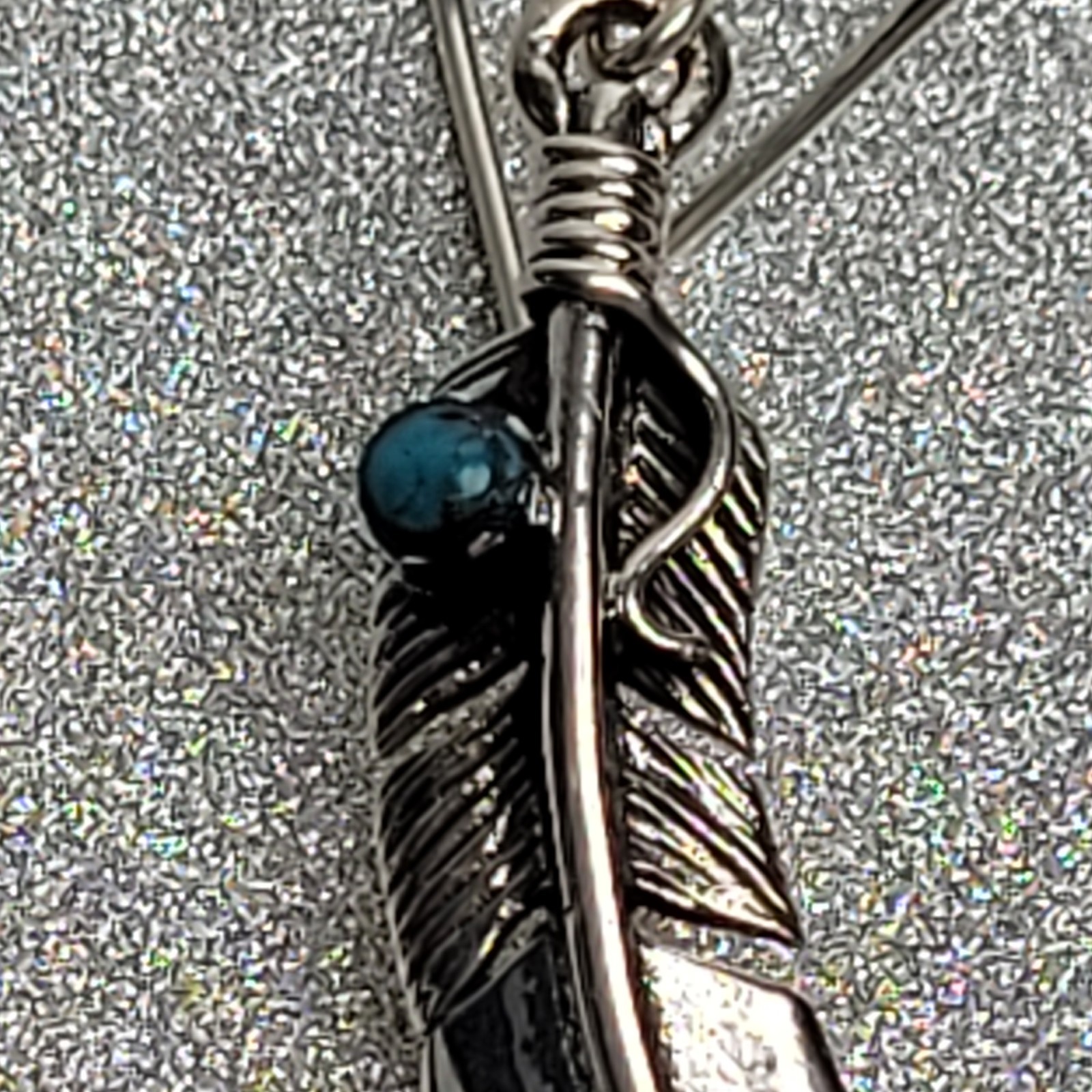 925 Sterling Silver with Turquoise Feather-Shaped Earrings. Artisan-Made