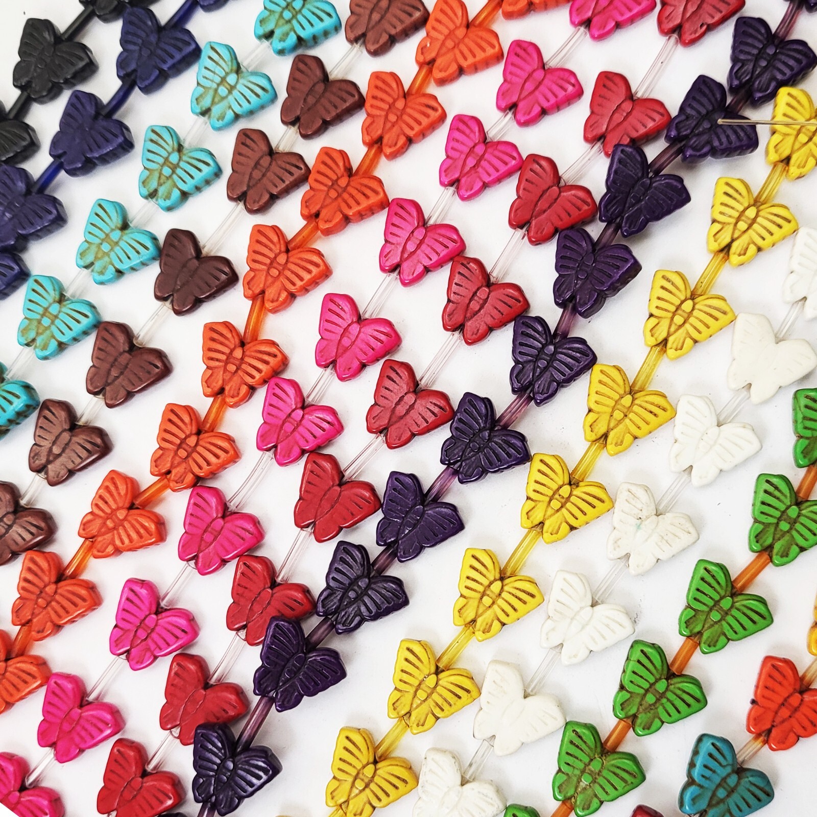Turquoise Butterfly Beads Howlite 15mm Summer Jewelry Beads 15″ Strand Crafts