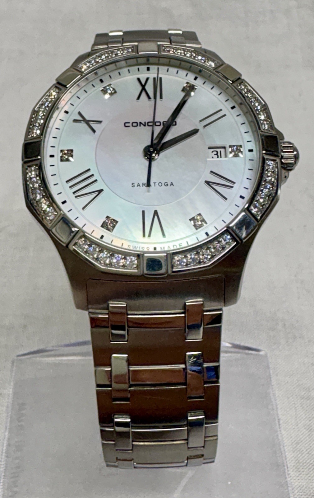 Concord Saratoga 0320182 Mens Watch-Mother Of Pearl-Diamond Bezel-40mm
