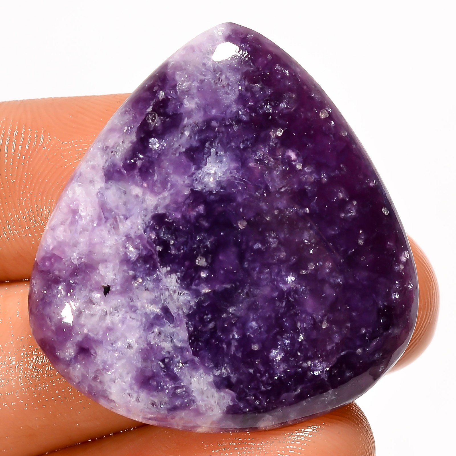 100% Natural Purple Lepidolite Heart Cabochon Gemstone 36.5 Ct 32X30X5mm EE53766