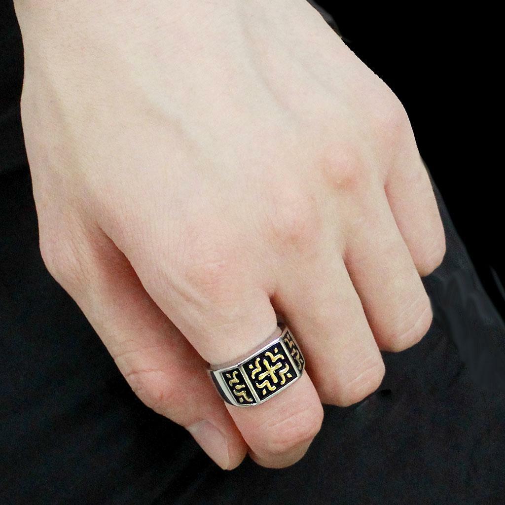 TK3622 – Two-Tone IP Gold (Ion Plating) Stainless Steel Ring with No Stone