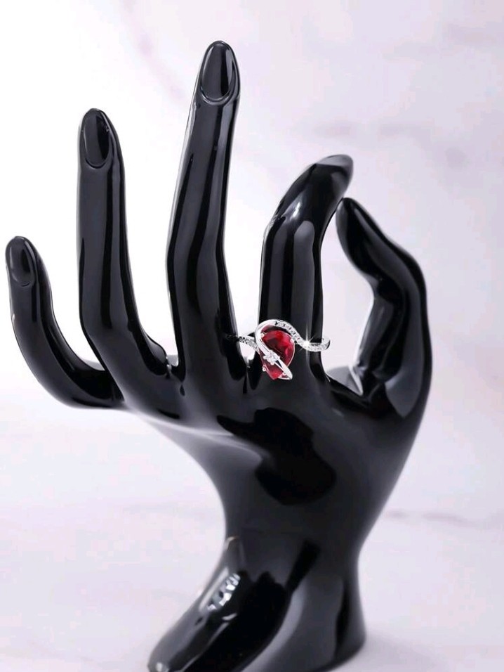 Silver-Plated Copper Ring Pear-Shaped Hot Pink CZ White/Colorless Inlay Size 8