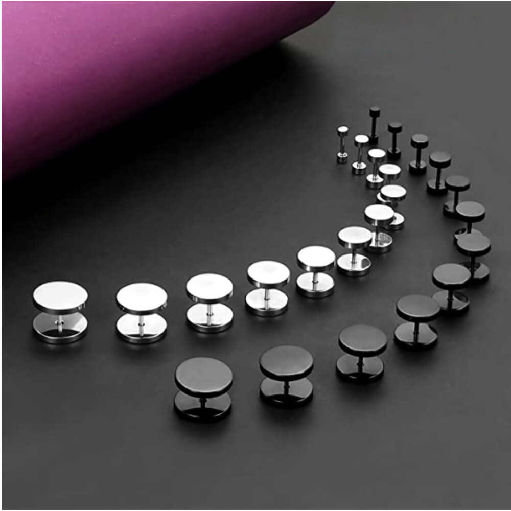 Hypoallergenic Steel Flat Back Stud Earrings for Women Men Cartilage Screw Back