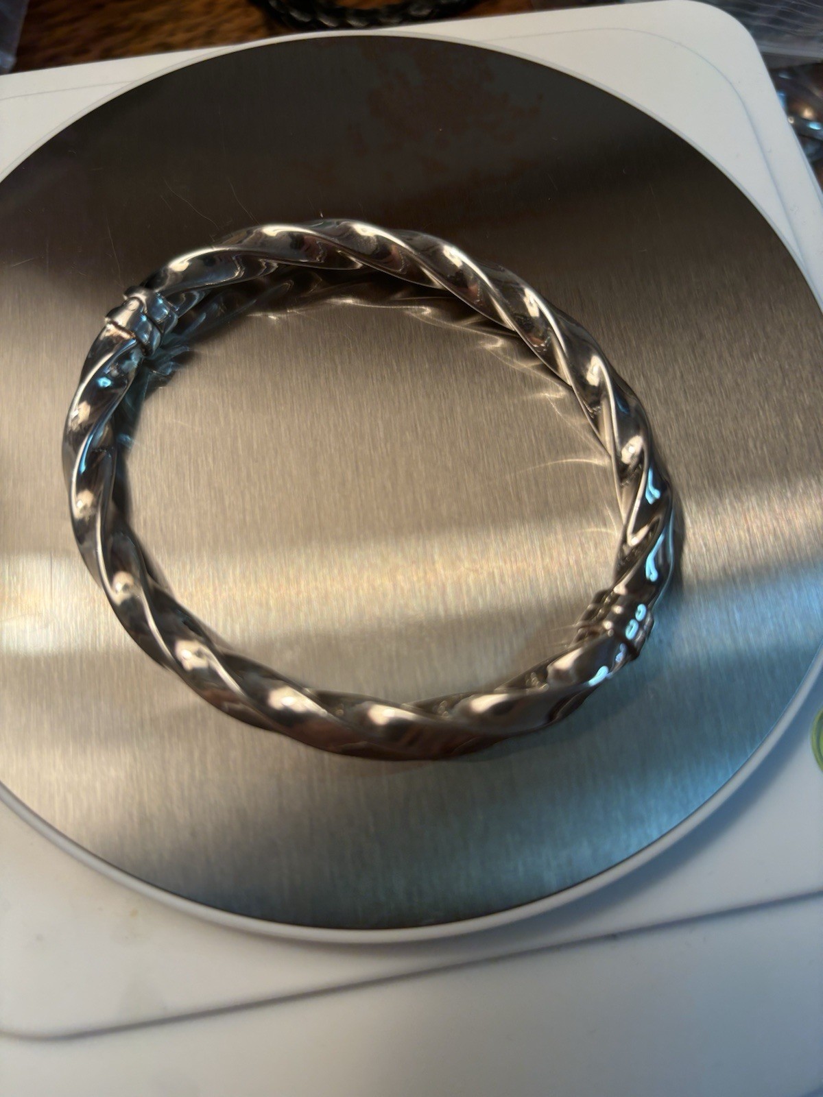 Milor Italy 925 Sterling Silver Hinged Chunky Twisted Bangle Bracelet 7.25″