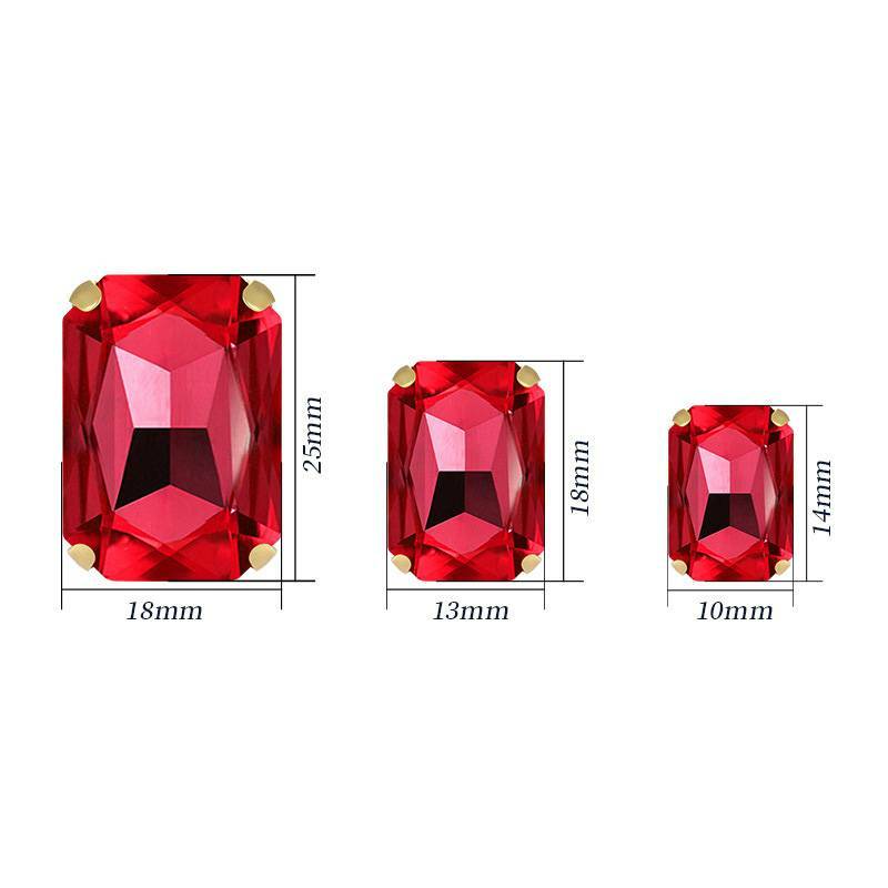 10pcs Sew On Rectangle Glass Crystal Rhinestones Flat Back Claw Cup Crafts Beads