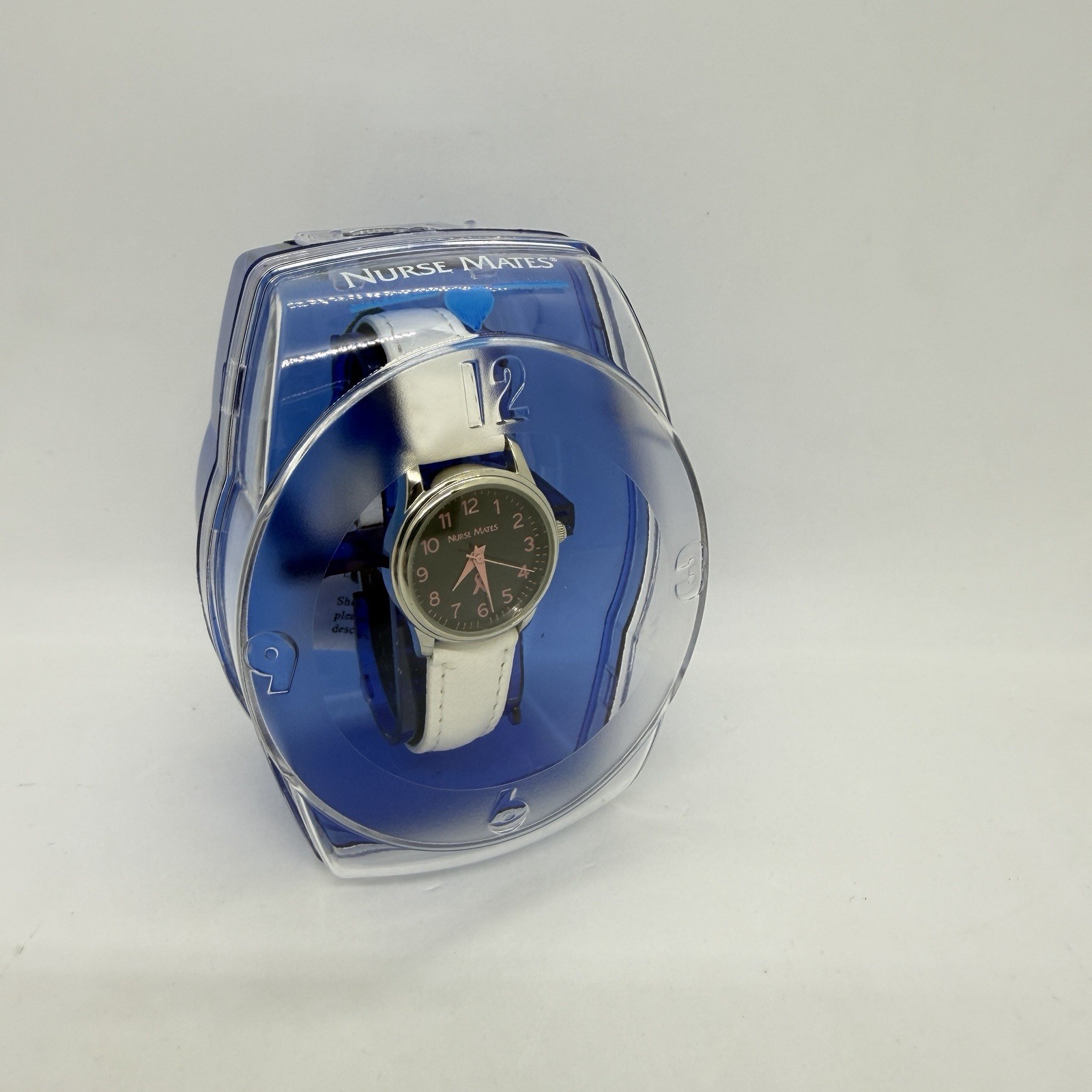 Nurse Mates Ribbon Awareness nurse watch water-resistant Leather strap – White