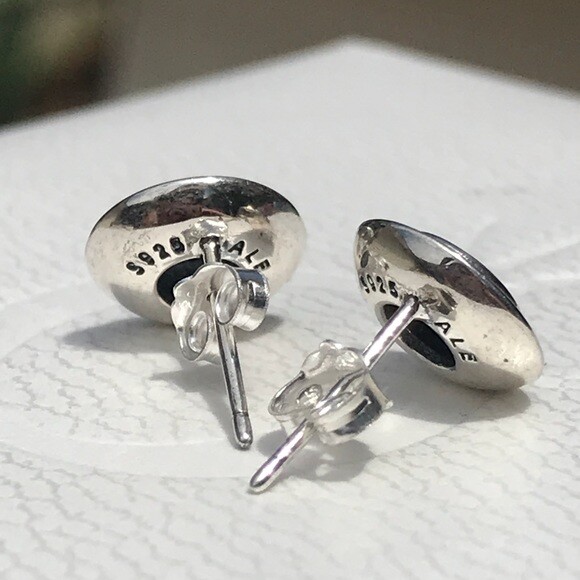 Brand New Genuine Pandora Signature Pandora Logo Stud CZ Earrings 290559CZ
