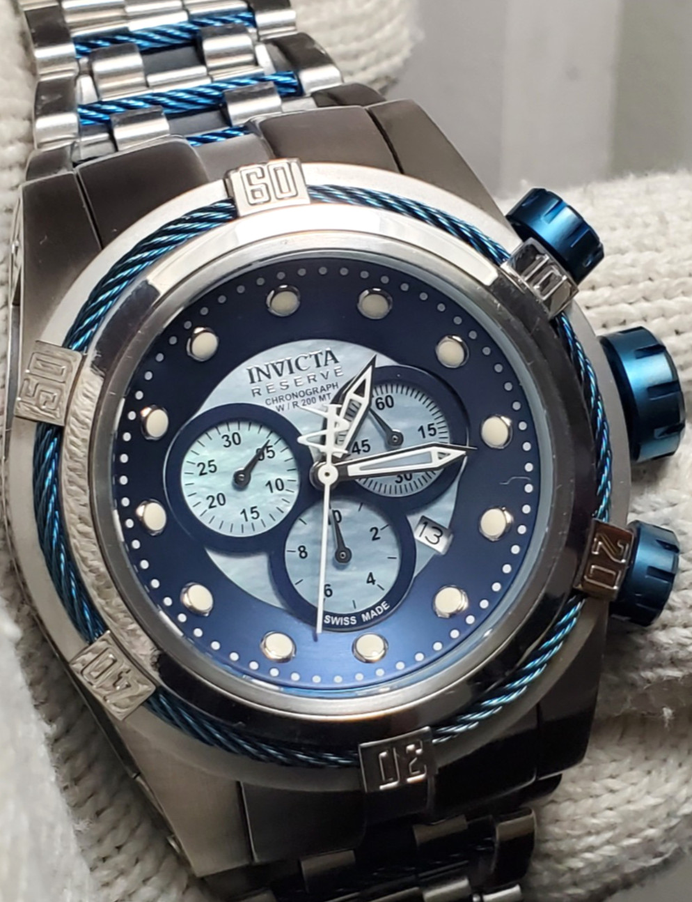 INVICTA RESERVE BOLT ZEUS SWISS CHRONO RONDA Z60 MEN’S WATCH 53mm MOP #12728