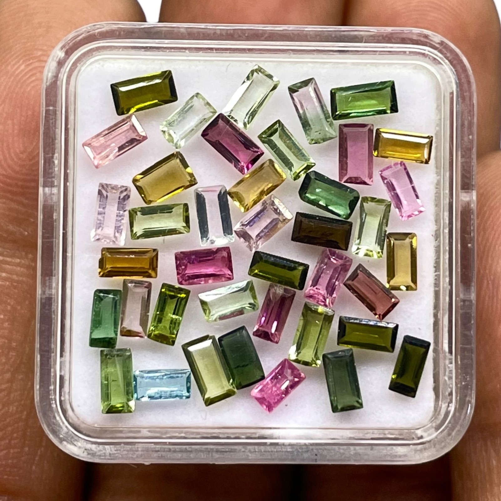 40 Pcs Natural Multi Tourmaline 3.9-4.7mm Baguette Cut Loose Untreated Gemstones