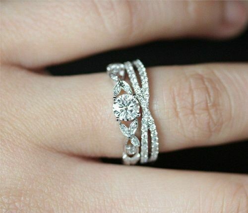 Filigree 3.25 Ctw Created Diamond Women’s Bridal Set Ring 14K White Gold Finish