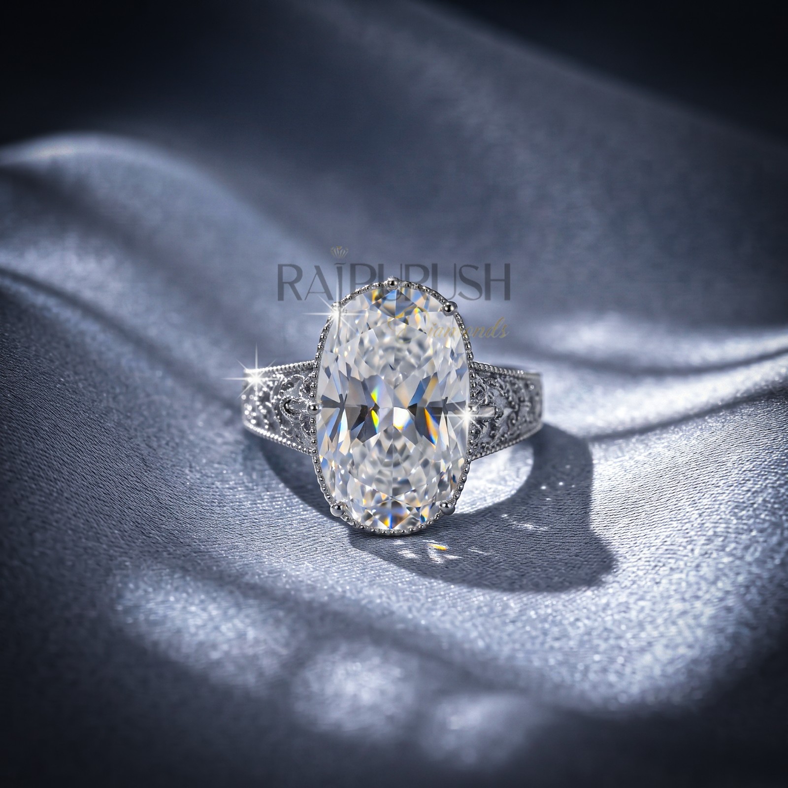 Vintage Art Deco Moissanite Solitaire Engagement Ring in 925 Silver Bridal Ring