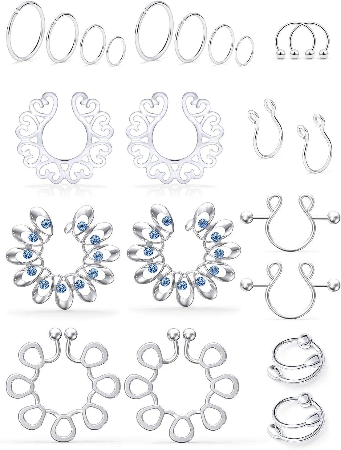 Fake Nipple Ring Stainless Steel Non-Piercing Nipple Rings Clip On Nipplerings F