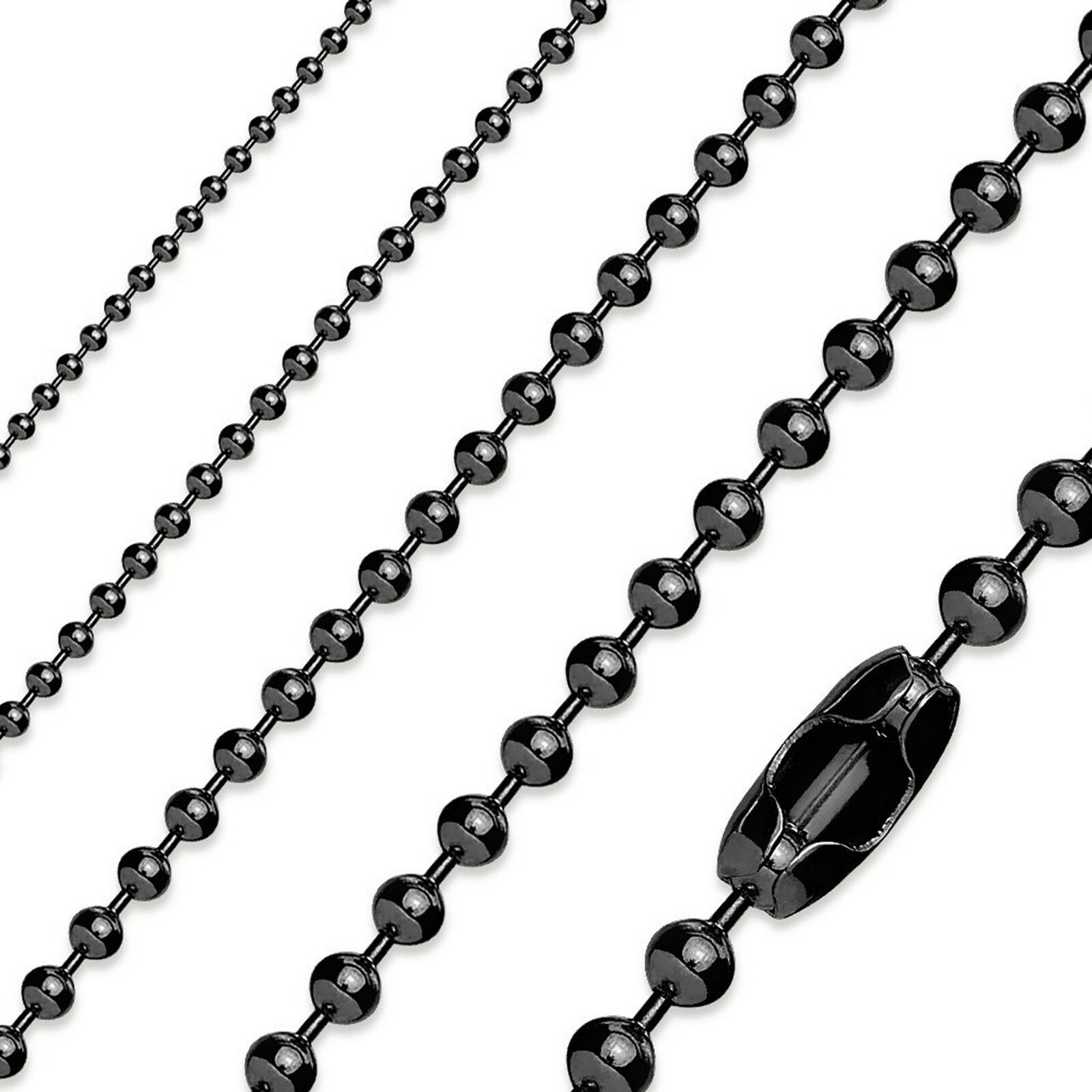 Black/Rose/Gold Ball Chain Stainless Steel Necklace 3-4mm 15-22 Inch Mens Womens