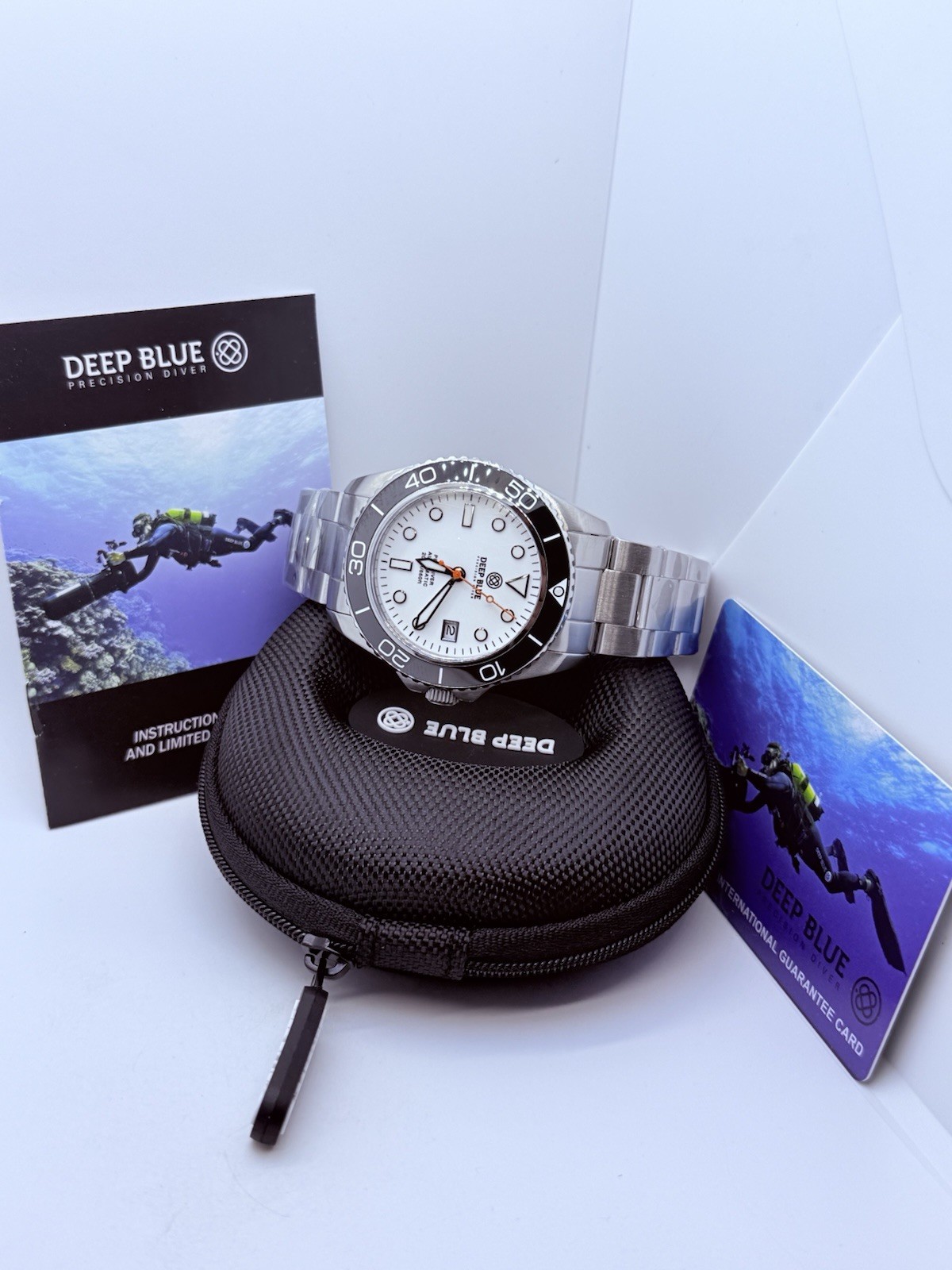 Deep Blue PRO DIVER 200 42.5MM AUTO DIVE WATCH-WHITE FULL LUME DIAL -NEW‼️