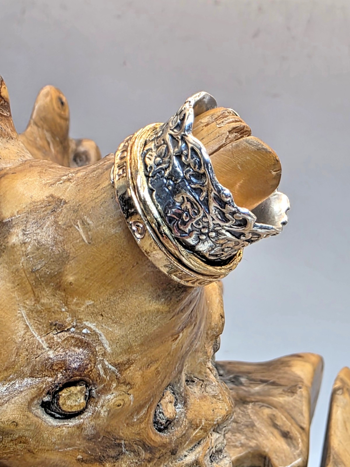 PZ Paz Creations .925 Sterling Silver and Rose Gold over Silver Spinner Ring 7.5