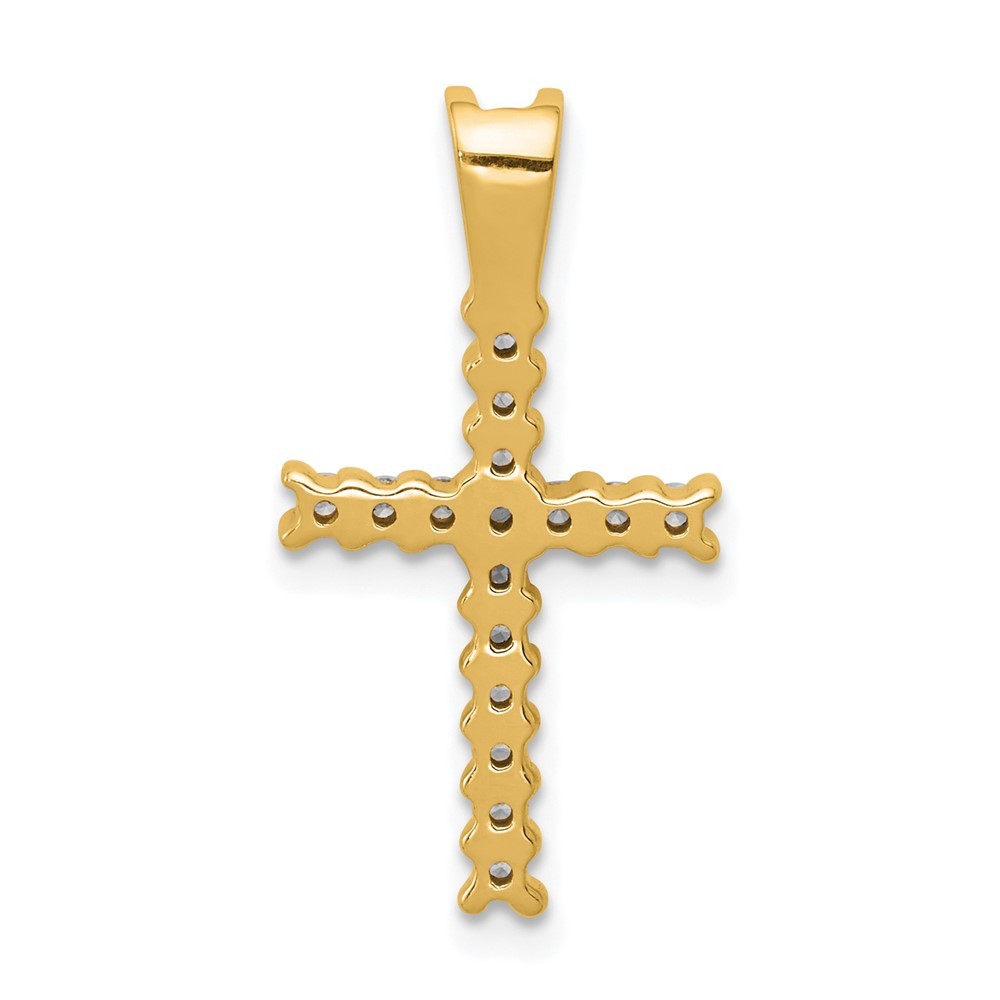 14k Yellow Gold 1/4 carat Lab Grown Diamond Complete Cross Pendant 1.28gm