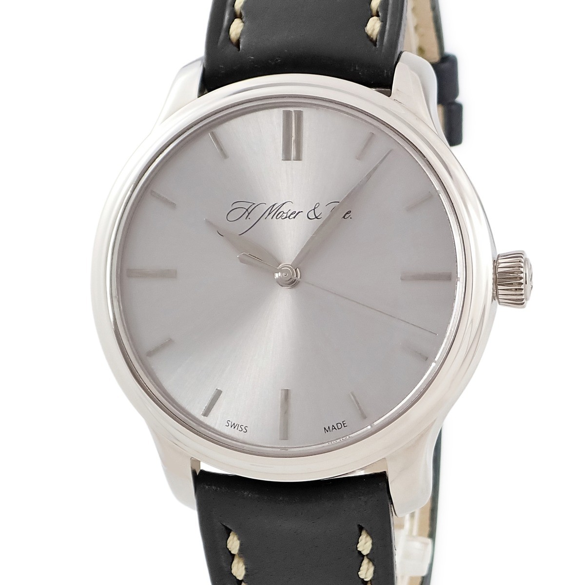 H. MOSER & CIE. Monard 343.505-012 18K White Gold, Silver, Gray Sunray, Se