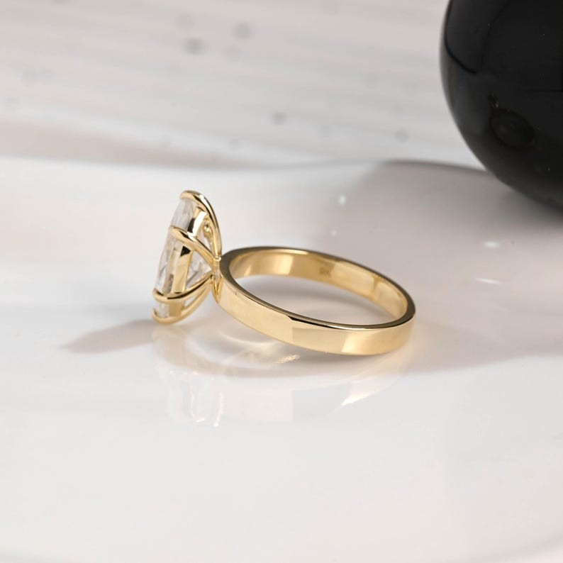 2.0 CT Marquise Cut Moissanite Prong Set 14K Gold Solitaire Engagement Ring