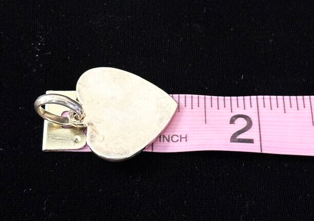 Vintage Sterling Silver 925 HEART Flat Disc Pendant Charm A 1″ x 1″ – 8.8 Grams