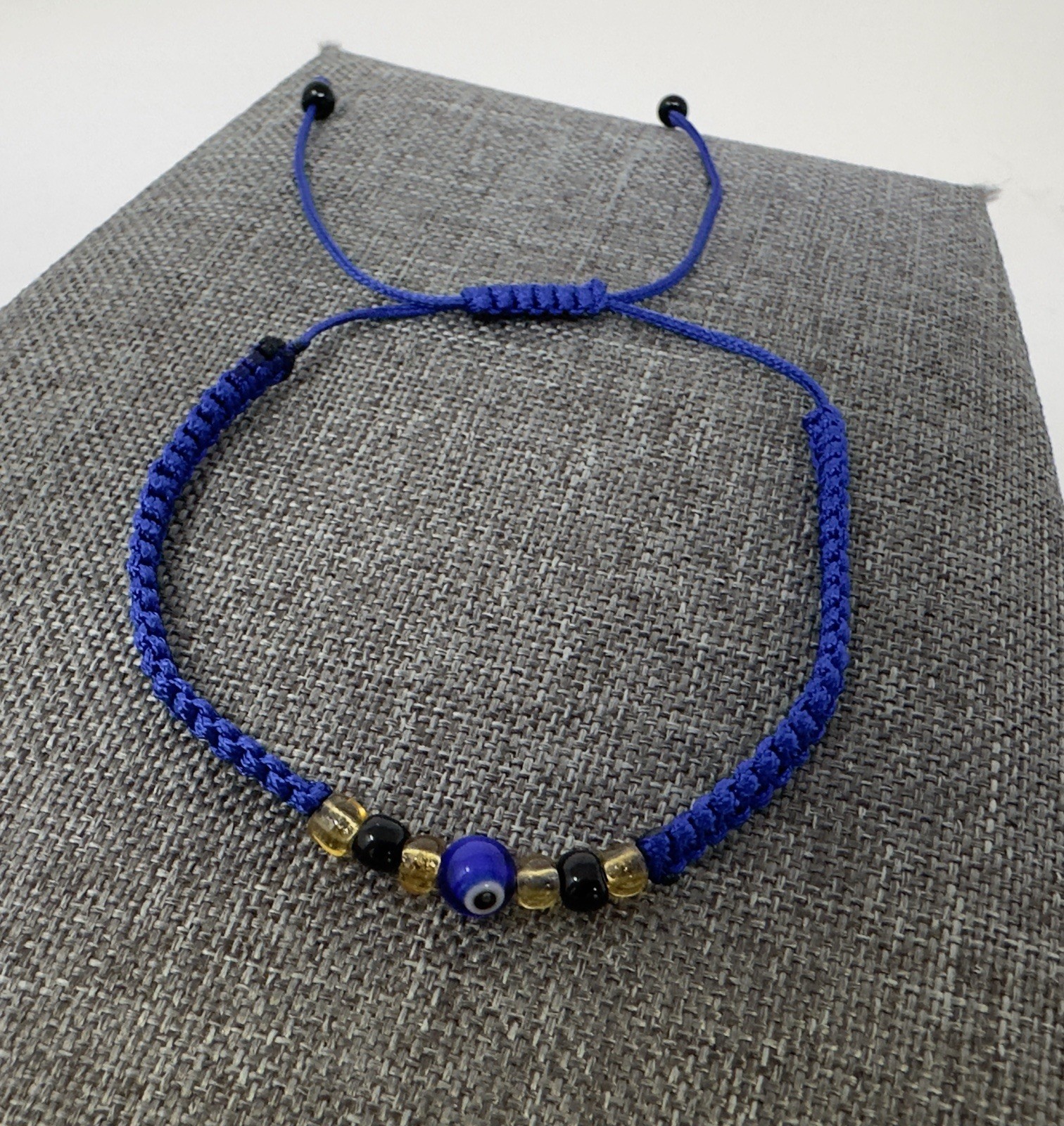 Evil Eye Blue Macrame Bracelet Adjustable 5-10” Anklet | Oceanica Jewelry
