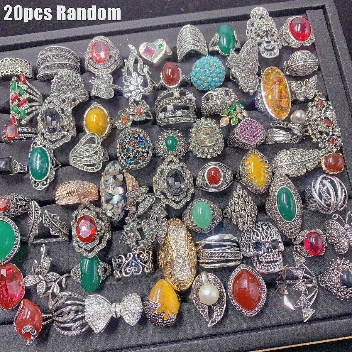 20Pcs Random Wedding Jewelry Cubic Zircon Rings Mixed Lots Lady’s Fashion Ring
