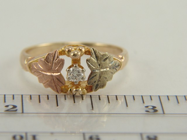 Landstroms 10K Black Hills Gold Diamond Ring Size 8.34