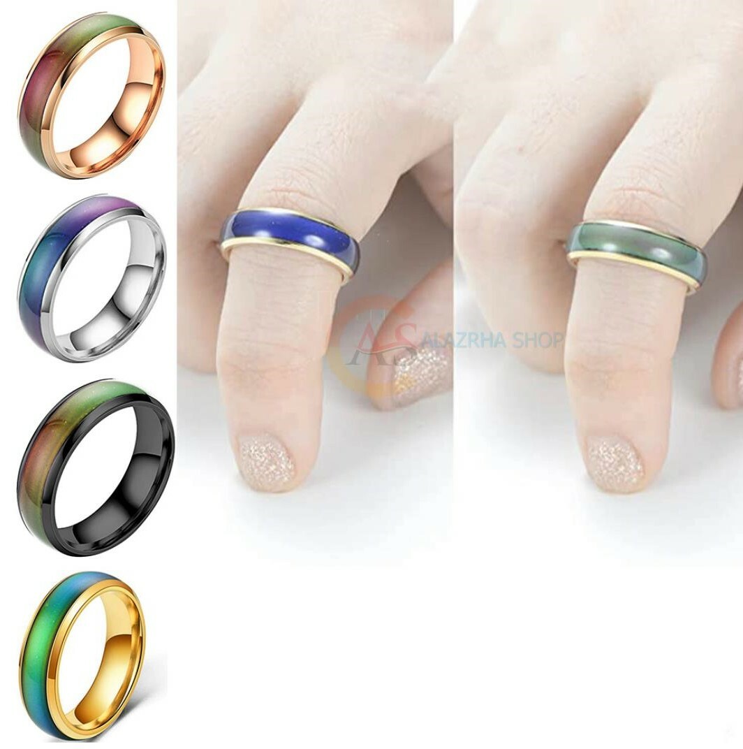 Stainless Steel Temperature Color Changing Wedding Band Mood Ring for Women Men