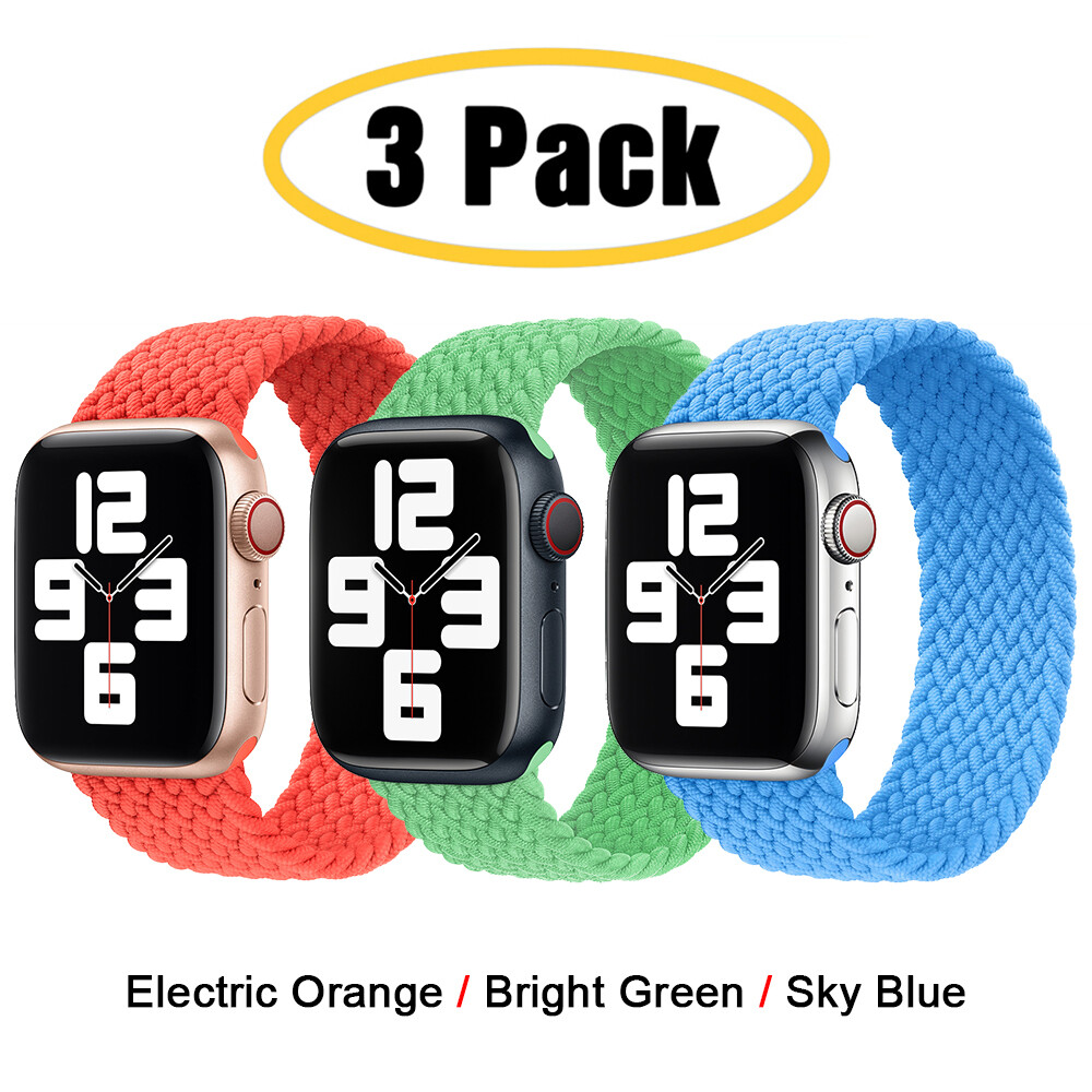 For Apple Watch 11 10 9 8 7 6 5 4 44/45/49mm 3 PACK Braided Solo Loop Band Strap