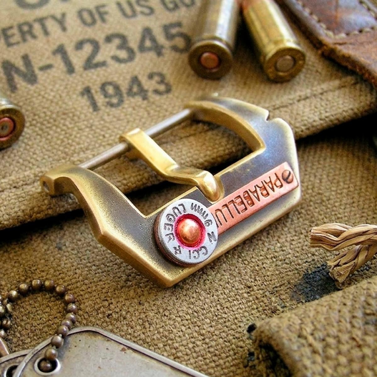22mm Handmade Brushed Solid Brass Military Watch Strap Buckle Pre-V Retro Custom