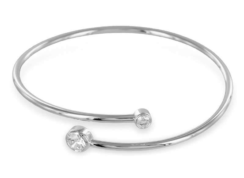 925 GENUINE SILVER RHODIUM PLATED *** Cubic Zirconia Bangle Bracelet Shiny